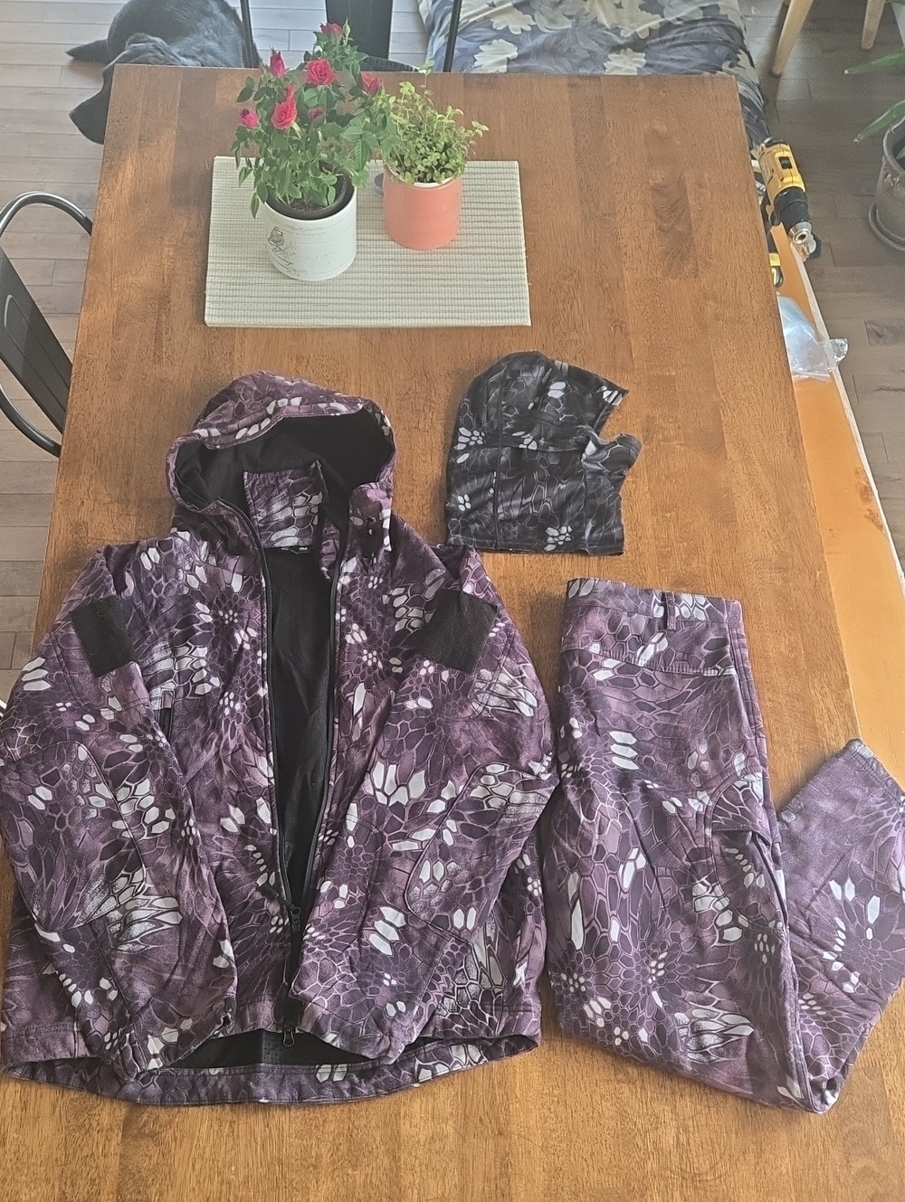 Men's Snake Python Camo Patterned Hooded Jacket and Pants Set